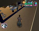 Cop is shooting at the ground. He was shooting some gang members on the bottom floor and thinks his bullets can penetrate the ground. GTA Vice City