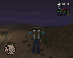 Something glitched up the HUD. Notice the weapon selected image is in front of the ammunition count, not behind it.

GTA San Andreas