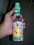 A Japanese drink known as ramune, which is a type of soda.