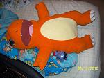 Large Charmander plush, with Zorua for size comparison