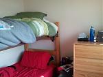 Here's a view of the two beds (mine is on top) next to the filing cabinet and chest of drawers.