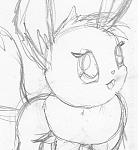 This is Corona, the most adorable eevee on the planet. You can't see it, but she has green eyes :3