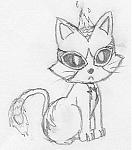 A fire-type starter I made up, Plasmitten. It has no control over its flames, but they are too small to cause any harm. Its markings glow when not burning. I likes to cuddle with small children in the winter to keep them warm.