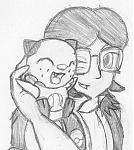 Me and Oshawott. Isn't he cute?! He is rather tiny, even for an oshawott. Bearing in mind that he is SITTING on my shoulder, this would put him at about 1'02" instead of the standard 1'08".