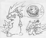 This is a somewhat accurate picture of what I see in my head when I troll Jenova in the RP room for the lulz. Usually he cries, but I thought it would be funnier if he were throwing a tantrum. A poorly drawn trollface makes a guest appearance in this picture!