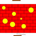 A Puzzle:

You are in a room with two doors, the one you came through, and the one across the room, which you must get to. This picture is a birds-eye view of the room. Above the door at the other side of the room is a sign, that reads:

Cross the floor without placing a foot on any of the red squares.

The yellow circles are too far apart to jump to. How do you cross the room?