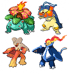 These are Fusions I done with the 3 starters of each Generation (Except 5th Gen)
