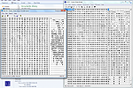 Hex Editor ASCII Art?

I opened up VRIM in two different hex editors and found an interesting block near the bottom that somewhat looks like a creature. The editor on the left actually cannot read high ASCII characters (128-255) and displays them all as null, so that's why it looks different.