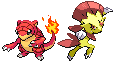 Charmeleon and Sandshrew fusion and Weavile recolored as Shiny Lickitung for SK's spriting tourney.