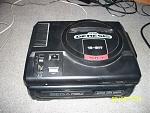 Sega Genesis atop a Sega CD