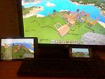 Computer, tablet, and phone together in Minecraft harmony.