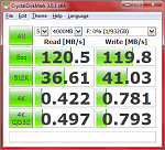 Seagate Backup Plus, 1 TB, CrystalDiskMark benchmark results. Is this fast for a 5400 RPM drive? Whatever it is, it's faster than my laptop's disk drive.
