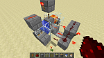 This angle shows the redstone torch beneath the RUD, along with the toggle mechanism (redstone torch on a block at the top of the image).