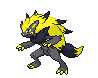 I realized I had never recoloured a Zoroark before. So, to remedy this error, I randomly clicked 'Replace colour' in all frames of my program til Zoroark's red parts were all yellow.