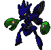 Dark blue Scizor with green claws.