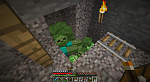 This is the result of one of the three (Yes, three) zombie dungeons that I found in this mineshaft. They all pretty much fell down into this gravel pit on top of a few creepers. There are actually four creepers down there, you just can't see them under all the zombie feet. x3