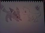 A drawing requested by Shade! haha
Umbreon and Charmander in a toony form :)