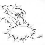 A pencil and ink sketch of my favorite dark type from some time ago. I didn't bother to erase the shading because I rather like it.